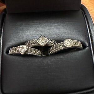 Vintage Judith Jack 3 stacking rings with marcasite and cubic zirconium